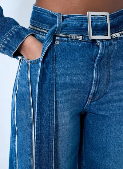 Jean Paul Gaultier The Belted Denim Jeans In Blue