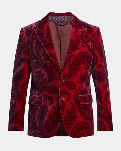 Etro , Blazer Aus Samt Mit Print, Herren, Bordeaux, Grösse 54 In Red