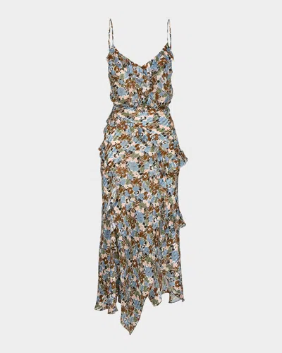 Veronica Beard Avenal Floral-print Silk Midi Dress In Multi