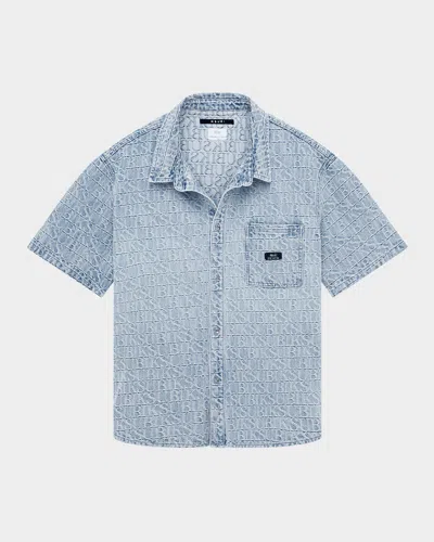 Ksubi Men's Boxer Shirt Tile Denim Short-sleeve Shirt In Blue
