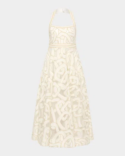 Rebecca Vallance Irena Sleeveless A-line Halter Midi Dress