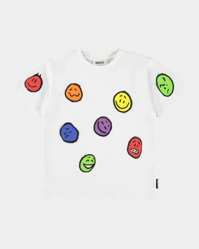 Molo Kid's Riley Graphic-print Short-sleeve T-shirt In White