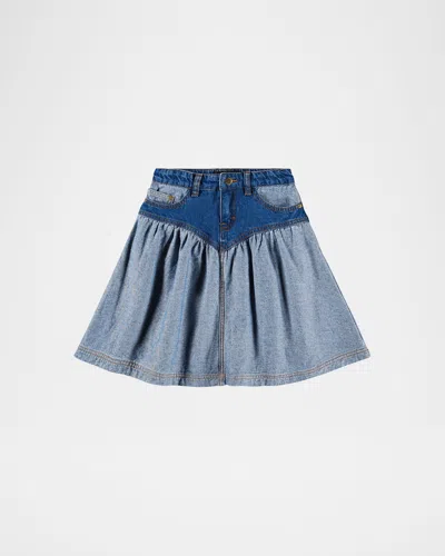 Molo Girl's Becca Two-tone Denim Skirt