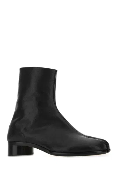 Maison Margiela Men Black Leather Tabi Ankle Boots