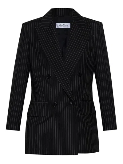 Max Mara Double-breasted Wool Jacket With Pinstripe Design