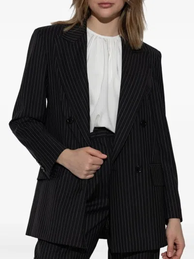 Max Mara Double-breasted Wool Jacket With Pinstripe Design