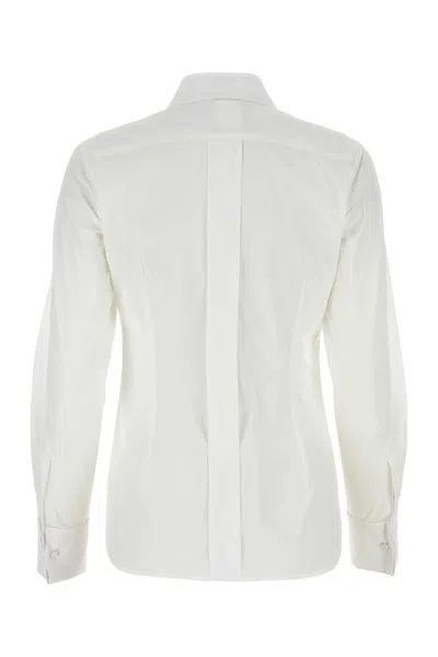 Max Mara Stretch Poplin Shirt With Button Accents In White