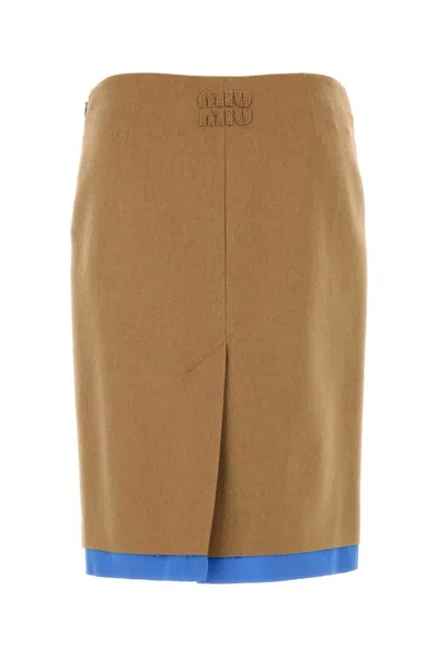 Miu Miu Camel-hair Midi Skirt In Brown