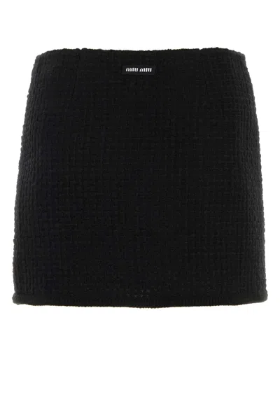 Miu Miu Sequin-trim Knitted Miniskirt In Blue