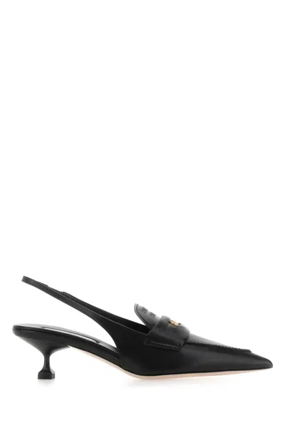 Miu Miu Forma Slingback Kitten-heel Penny Loafers In Black