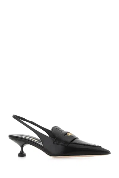 Miu Miu Forma Slingback Kitten-heel Penny Loafers In Black