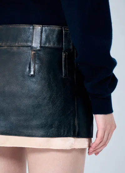 Miu Miu Women Leather Mini Skirt