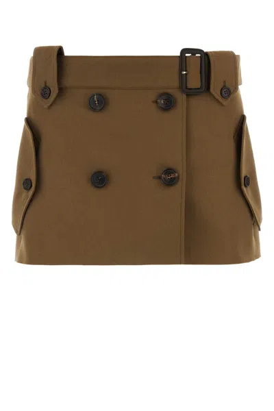 Miu Miu Women Mud Gabardine Mini Skirt
