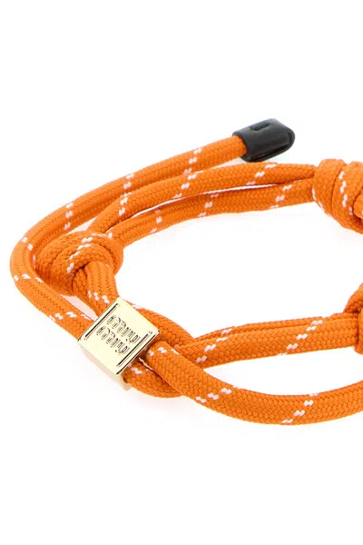 Miu Miu Women Orange Fabric Bracelet In Orange