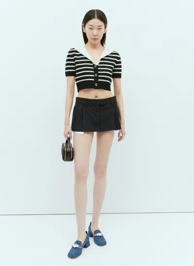 Miu Miu Women Pleated Pinstripe Mini Skirt