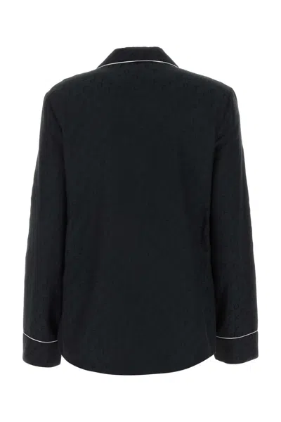 Off-white Off White Women Embroidered Silk Blend Pyjama Shirt In Black
