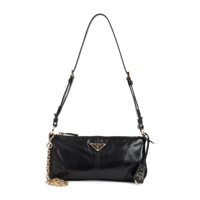 Prada Re Edition 2002 Medium Leather Shoulder Bag In Black