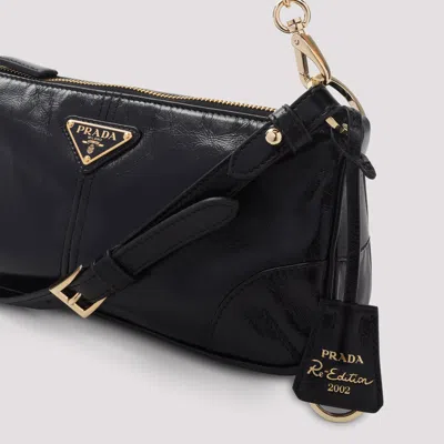 Prada Re Edition 2002 Medium Leather Shoulder Bag In Black