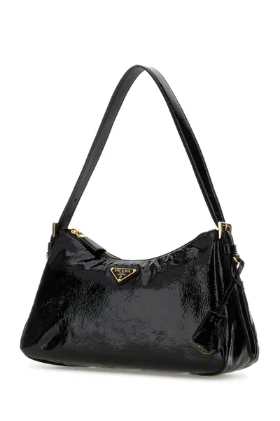 Prada Women Black Naplak Medium Aimee Shoulder Bag