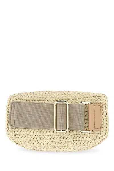 Prada Raffia Wrist Pouch With Adjustable Fabric Strap