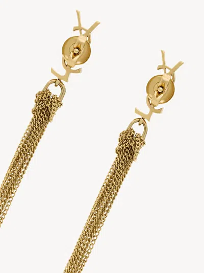Saint Laurent Metal Earrings With Cassandre Tassel In Gold