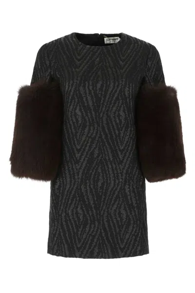 Saint Laurent Black Crewneck Mini Dress