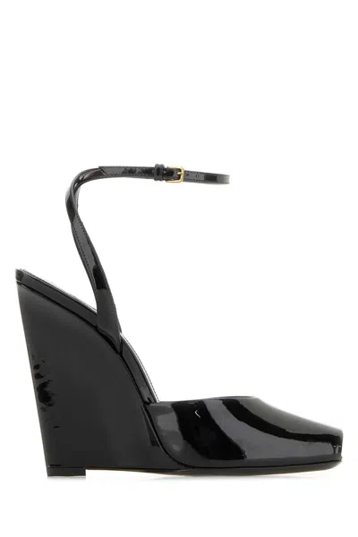 Saint Laurent Women Black Leather Le Scandal Sandals