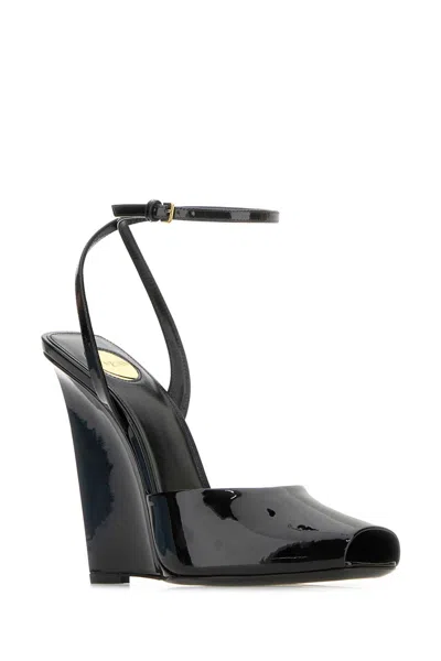 Saint Laurent Women Black Leather Le Scandal Sandals