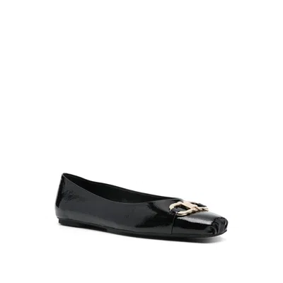Ferragamo Gancini Buckle Patent Leather Ballet Flats