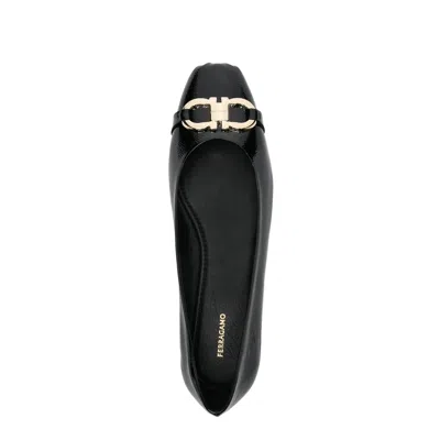Ferragamo Gancini Buckle Patent Leather Ballet Flats