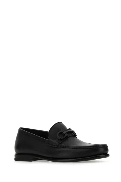 Ferragamo Salvatore  Men Black Leather Loafers