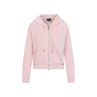 Tom Ford Towelling Hoodie With Hood And Pockets In Pink