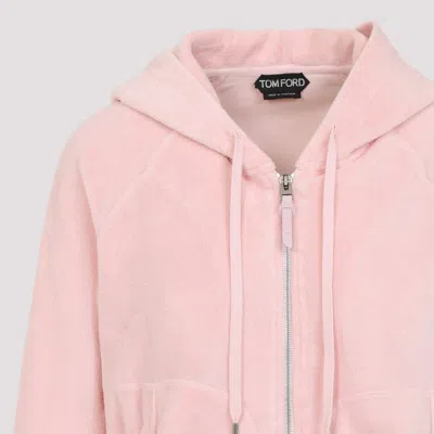 Tom Ford Towelling Hoodie With Hood And Pockets In Pink