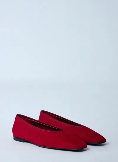 Totême The Minimalist Grosgrain-trimmed Suede Ballet Flats