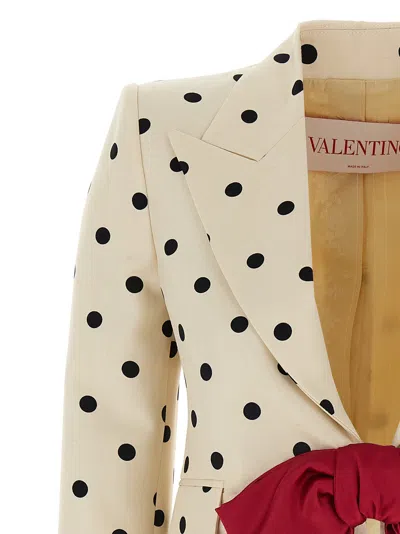 Valentino Bow-embellished Polka-dot Silk-shantung Jacket