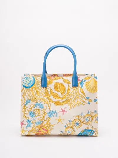 Versace Women Fabric And Calf Leather Tote