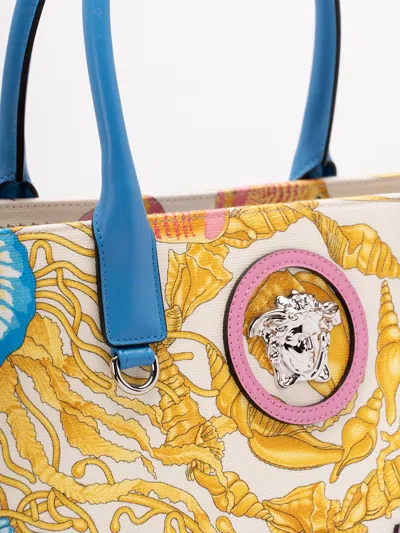 Versace Women Fabric And Calf Leather Tote