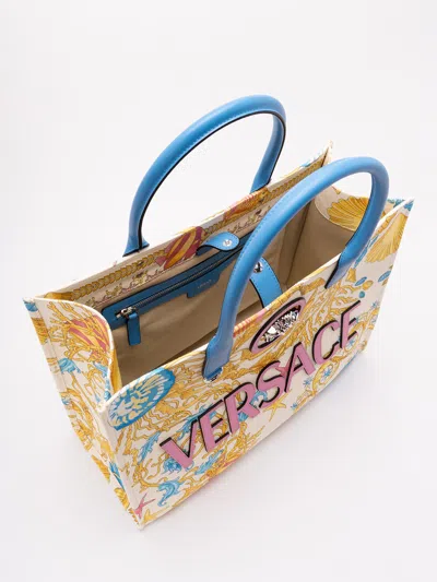 Versace Women Fabric And Calf Leather Tote
