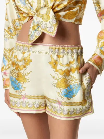 Versace Light Yellow Underwater Barocco Shorts In Yellow
