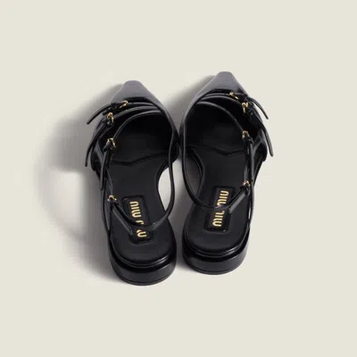 Miu Miu Slingback Ballerinas With Buckles In Black
