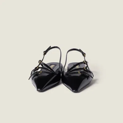 Miu Miu Slingback Ballerinas With Buckles In Black