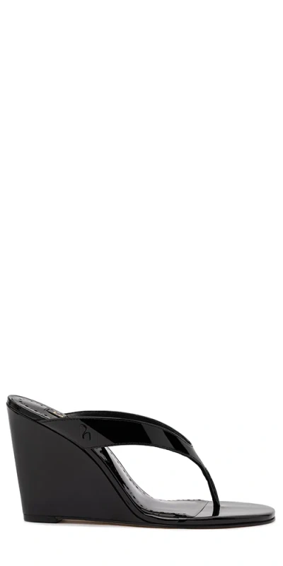 Larroude Gaia Wedge Sandal Black Leather