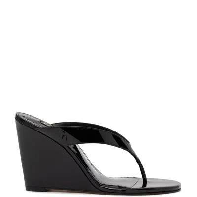 Larroude Gaia Wedge Sandal Black Leather