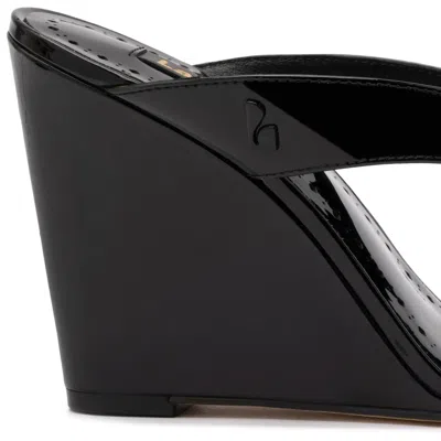 Larroude Gaia Wedge Sandal Black Leather