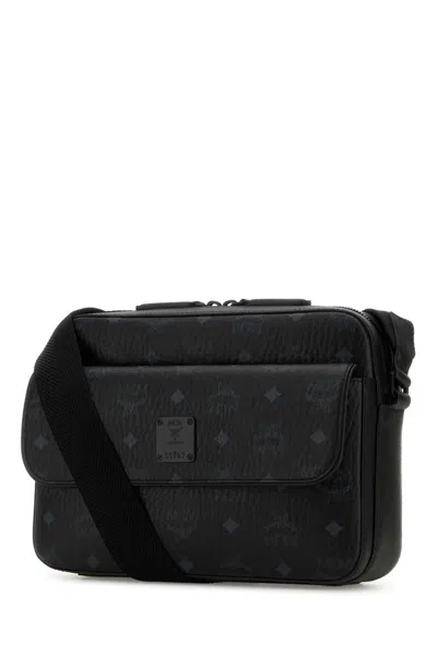 Mcm Printed Canvas Aren Messenger Crossbody Bag In Black