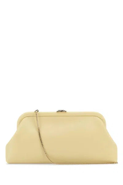 Jimmy Choo Leather Skylar Clutch With Chain Strap In Nude