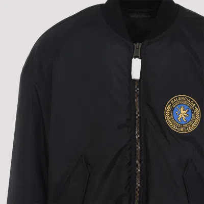 Balenciaga Black Polyamide Large Fit Bomber Jacket In Black
