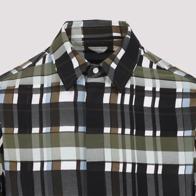 Bottega Veneta Checked Collar Shirt Long Sleeves In Gray