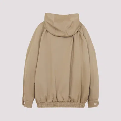 Marni Hooded Jacket With Embroidered Detail And Elasticated Hem In Brown