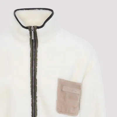Marni Fleece Bomber Jacket With Zip-up Closure In White